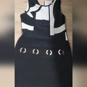 Rinascimento Elegant Monochrome Dress with Metallic Accents